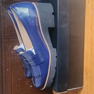 NWIB NATURALIZER Darcy Haven Patent Leather Blue Loafers Sz 12M